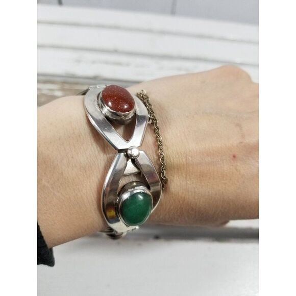 Vintage Taxaco Mexico AHC Bracelet semiprecious stone Sterling Women - Picture 4 of 10